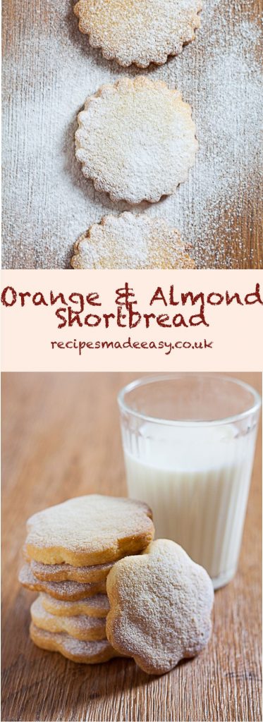 orange and almond shortbreads - two images with caption